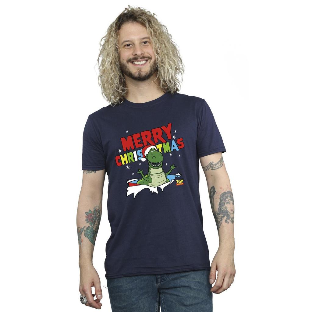 Disney Mens Toy Story Rex Christmas Burst T-Shirt