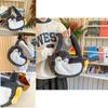 Cute Cartoon Penguin Purse With Plush Material Small Square Bag For Daily Use
