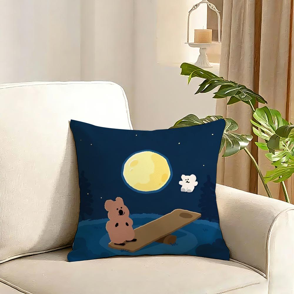 Korean stationery DDinotaeng Cushion Cover Reversible Plush Pillow Cover Soft Fluffy Home Decor for Sofa Bedroom