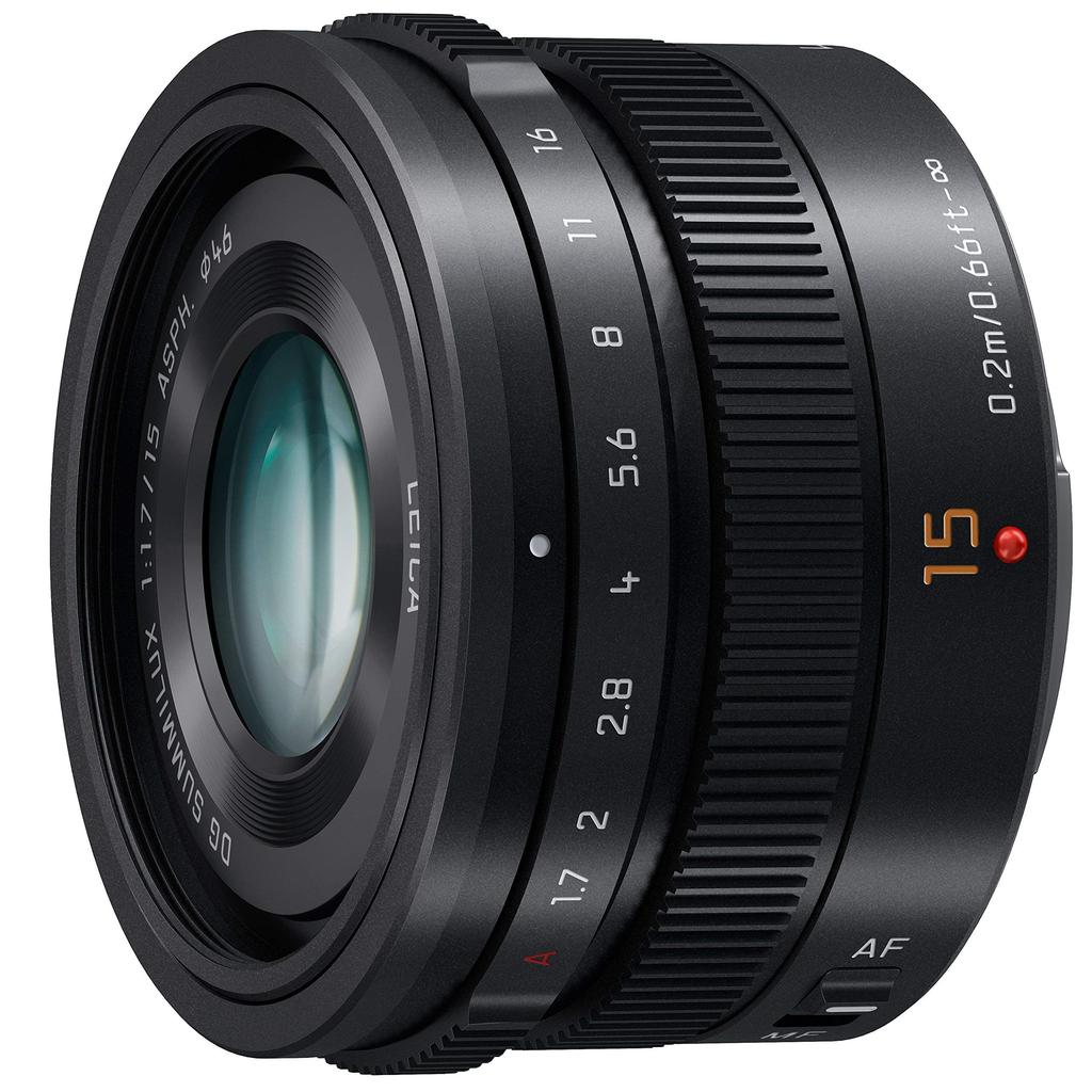 Panasonic Leica DG SUMMILUX Black Lens for Micro Four Thirds 15mm/F1.7 ASPH. Wide-Angle (H-X015-K)