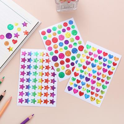 10Sheets Laser Sticker DIY Material Star Heart Round Dot Tear-Resist Decoration Party Pinata Birthday Festival Gift Boy Girl ZYF