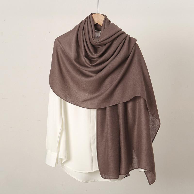 Autumn and winter hot-selling new monochrome linen women's scarf popular solid color cotton and linen feel long towel