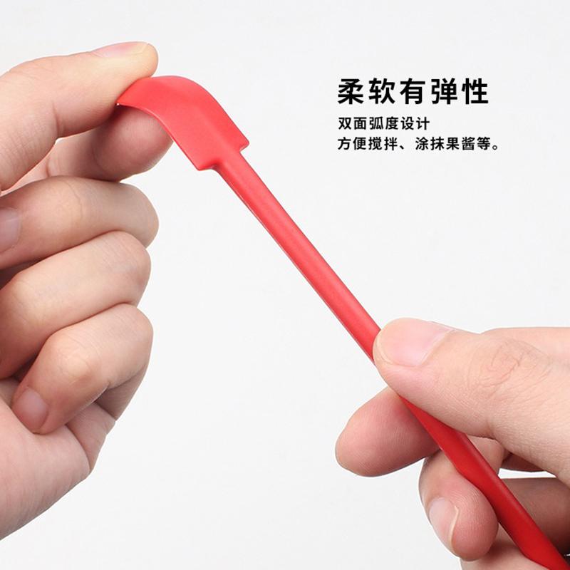 Backwerkzeuge Silikonspatel Hitzebeständig Langer Griff Doppelseitiger Schaber mit Löffel Marmeladenspatel Küchenhelfer Zubehör