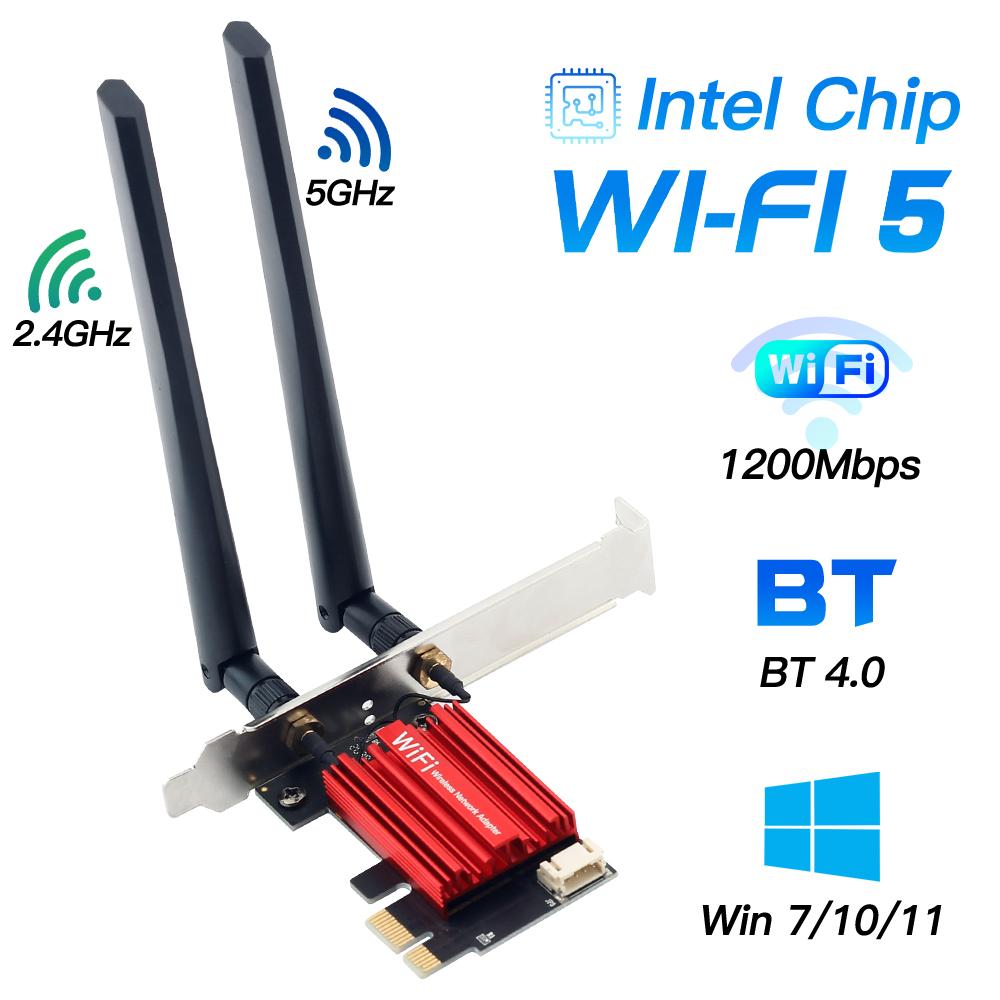 

Desktop PCIe WiFi Card - WiFi & Bluetooth PCI-E Wireless Network Adapter for Windows