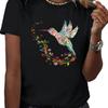 Hummingbird Print Short Sleeve T-shirt, Casual Crew Neck Top For Spring & Summer, Women's Clothing Tee For Adult, Men, Women, Te