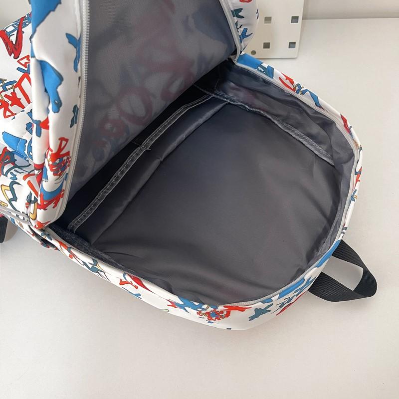 Graffiti Print Backpack Junior High School Student Lightweight Schoolbag Men and Women Large Capacity Backpack