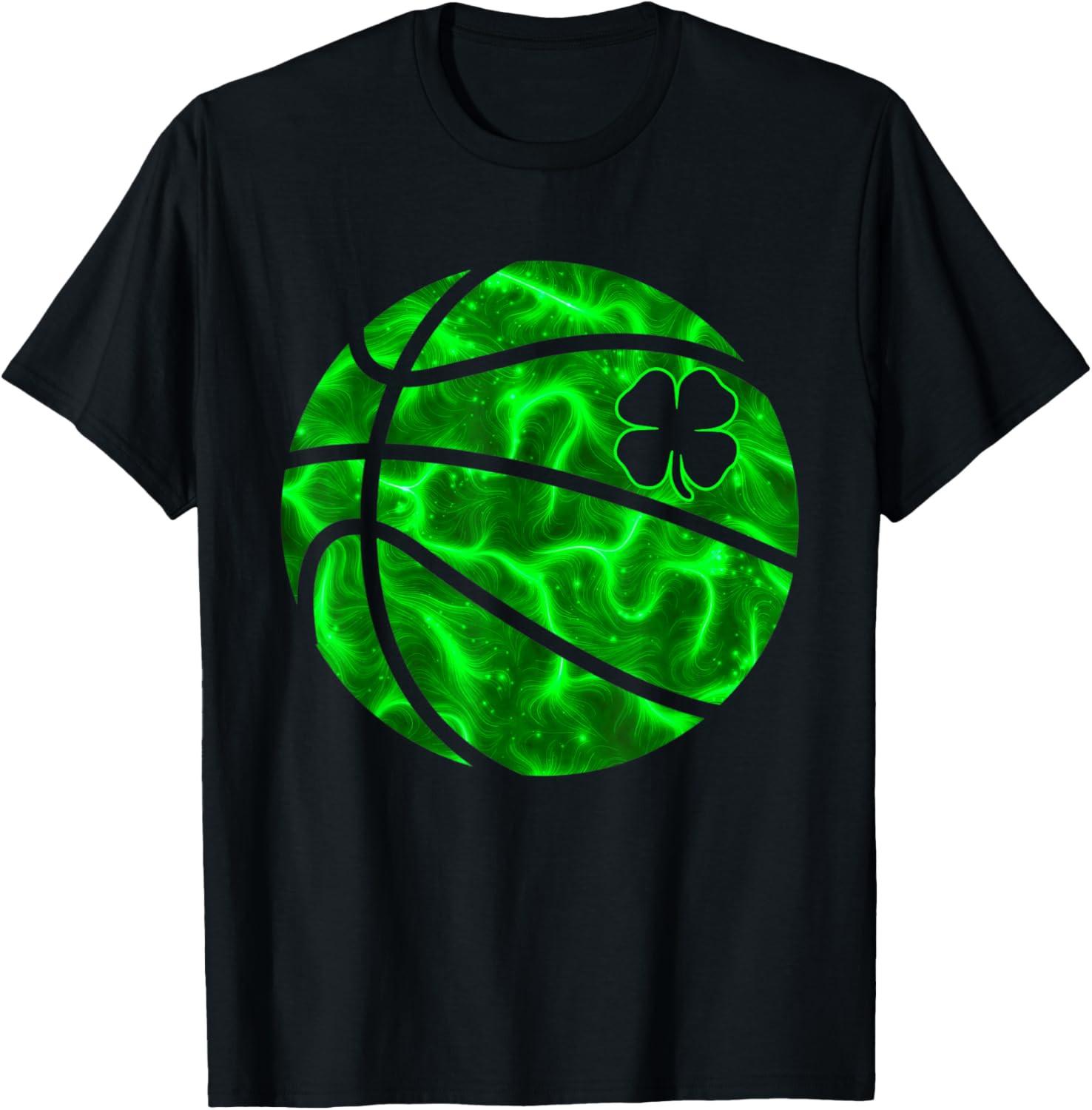 Basketball Shamrock Lucky Clover Irish St Patricks Day Boys T Shirt S