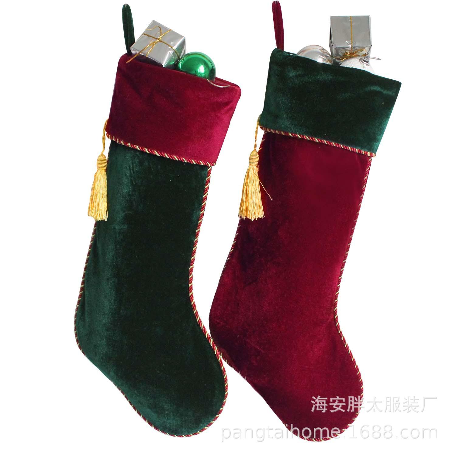 

Velvet Christmas Stockings with Tassels - Multi-color Options Available Green