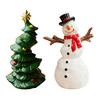 Mini Christmas Tree Figurine Cartoon Snowman Resin Statue Holiday Party Home Office Desktop Decoration Ornament Festival Gift