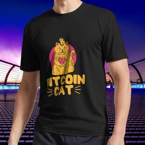 New Shirt Bitcoin Cat Active Logo T-Shirt Funny American Usa Unisex Size S-5XL S