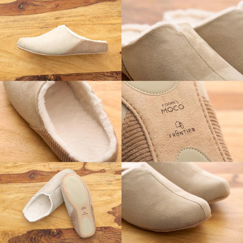 Frontier MOCO Moco Größe Warme Winter-Hausschuhe mit Boa-Futter für Männer und Indoor-Slipper für FR0032 room's Room's Beige, L, Frauen, Gäste,