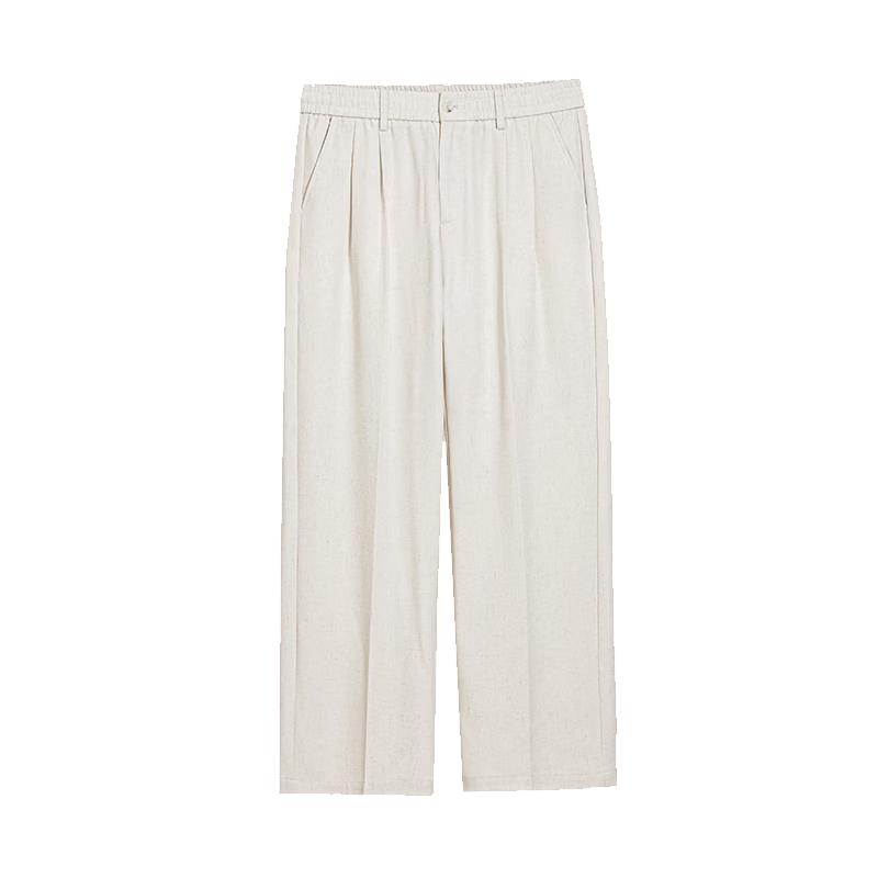 HAUT TON Men s Bamboo Texture Old Money Style Knit Linen Blend Casual Trousers XL