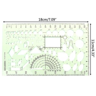 Students Transparent Multi Shaped Measuring Tool Stencil Green Curve Ruler Drawing Ruler Geometric Ruler Template Ruler
