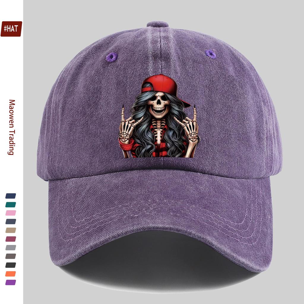 Pc Fashion Creative Rock Skull Pattern Printed Baseball Cap Street HipHop Style Decor Hat Truck Driver Papa Cap Comfortable