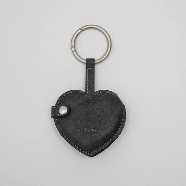 HEART STUD MIRROR KEYRING BLACK