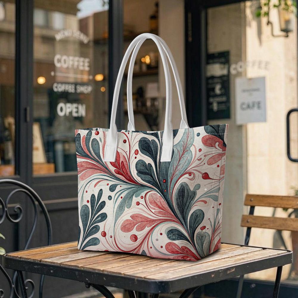 Elegant Floral Pattern Tote Bag Stylish Casual Daily Carry Handbag for Ladies