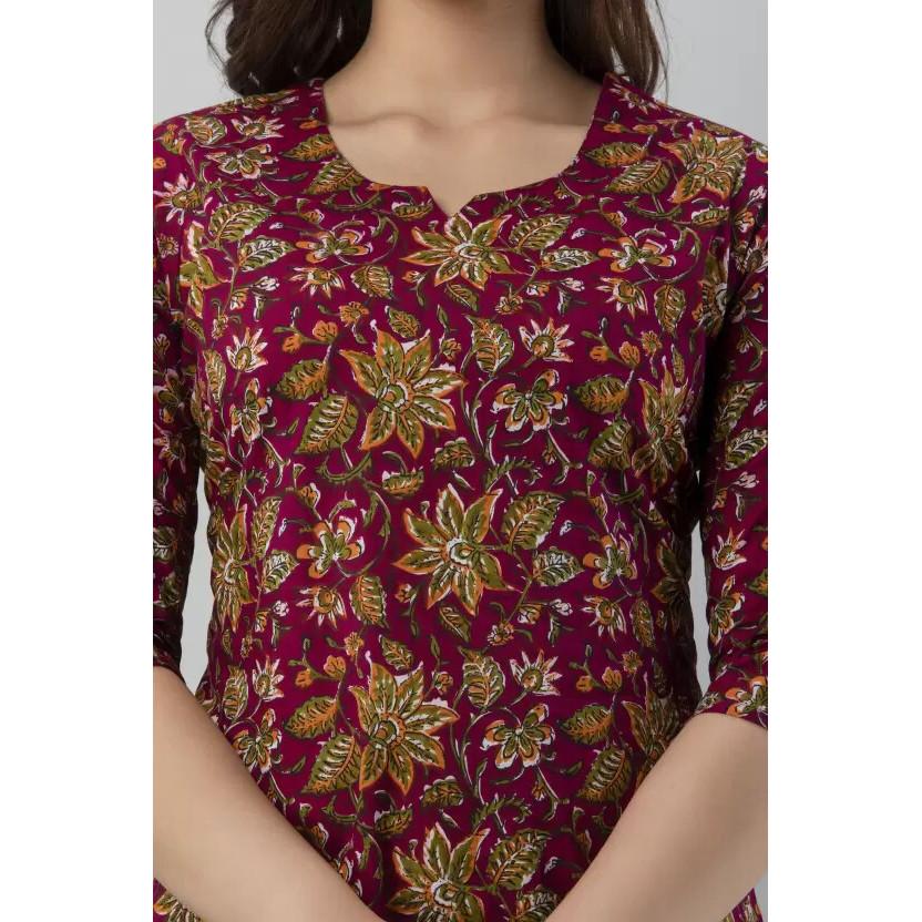 Dam Designer Casual Vanlig Tryckt Topp Kurta Bollywood Festkläder Tunika Kurti SC-2112546a