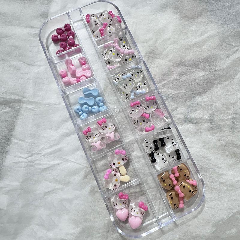 6/12Grids Kawaii Hawai Bow Resin Nail Diy Accessories Cute Nail Decorations Art 3D Diy Crafts Accesories Charms Accessories
