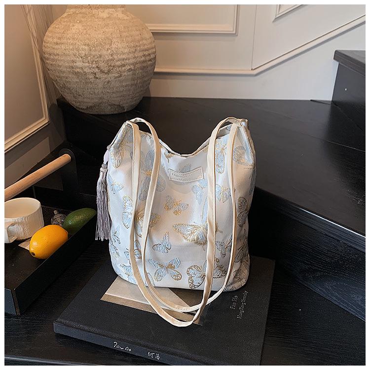 2025 Summer Women's Butterfly Embroidery Bucket Bag - Stylish Underarm Shoulder Bag
