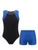 Jungen Rundhals Ärmellos Leotard Bodysuit Jumpsuit Shorts Set Gymnastik Yoga Workout Wettkampf