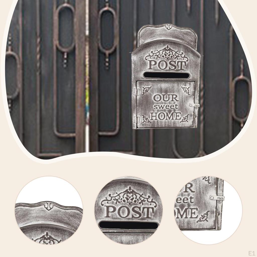 Rustic Metal Wall Mount Mailbox Post Box Letter for Fence Mounting Sturdy Easily Install