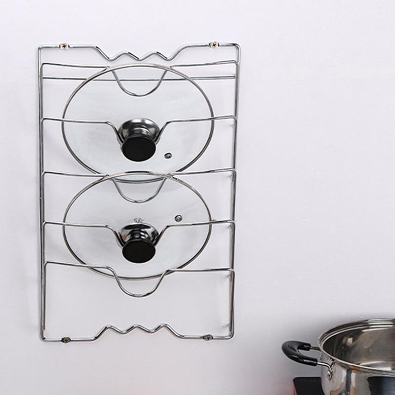Kitchen Organizer Rack Wall Hanging Pot Cover Rack Five-Layer Pot Lid Metal Rust-Free Multifunctional Rack Pot Lid Storage Rack