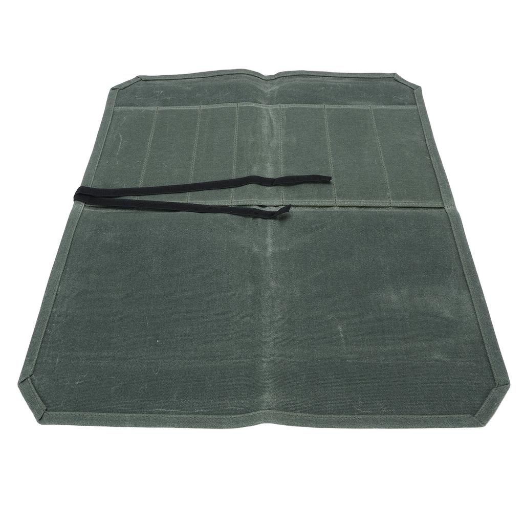 Besteckrolltasche Nass gewachste Leinwand Tragbar 7 Fächer Kochbesteckrolle Aufbewahrungstasche für Outdoor