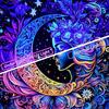 AtawLege Blacklight UV Reactive Wall Art - Moon and Star Tapestry, Sun Mandala Tapestry, Aesthetic Boho Wall Hanging for Bedroom (51.2 X 59.1 Inches)