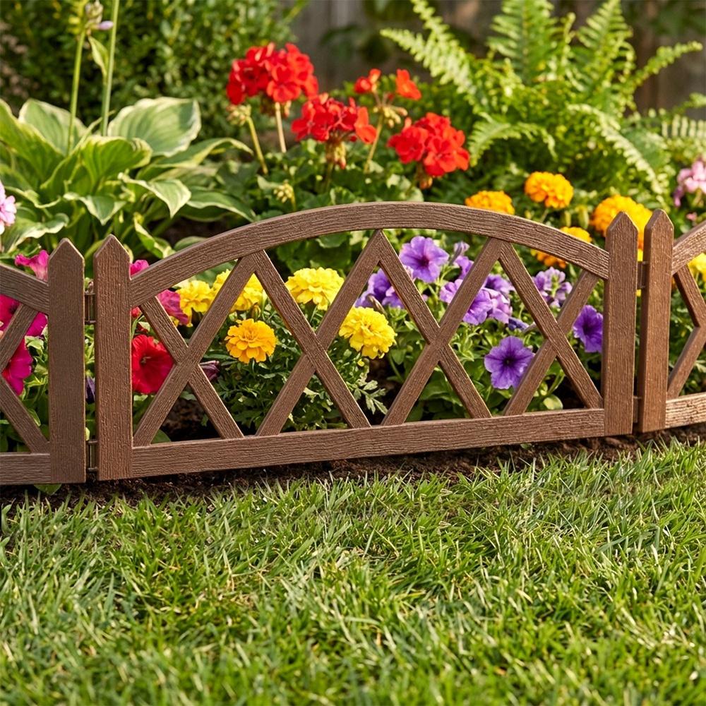 4X Płotek Ogrodowy Brązowy Border Palisada Obrzeże Trawnika Grządki 228 Cm