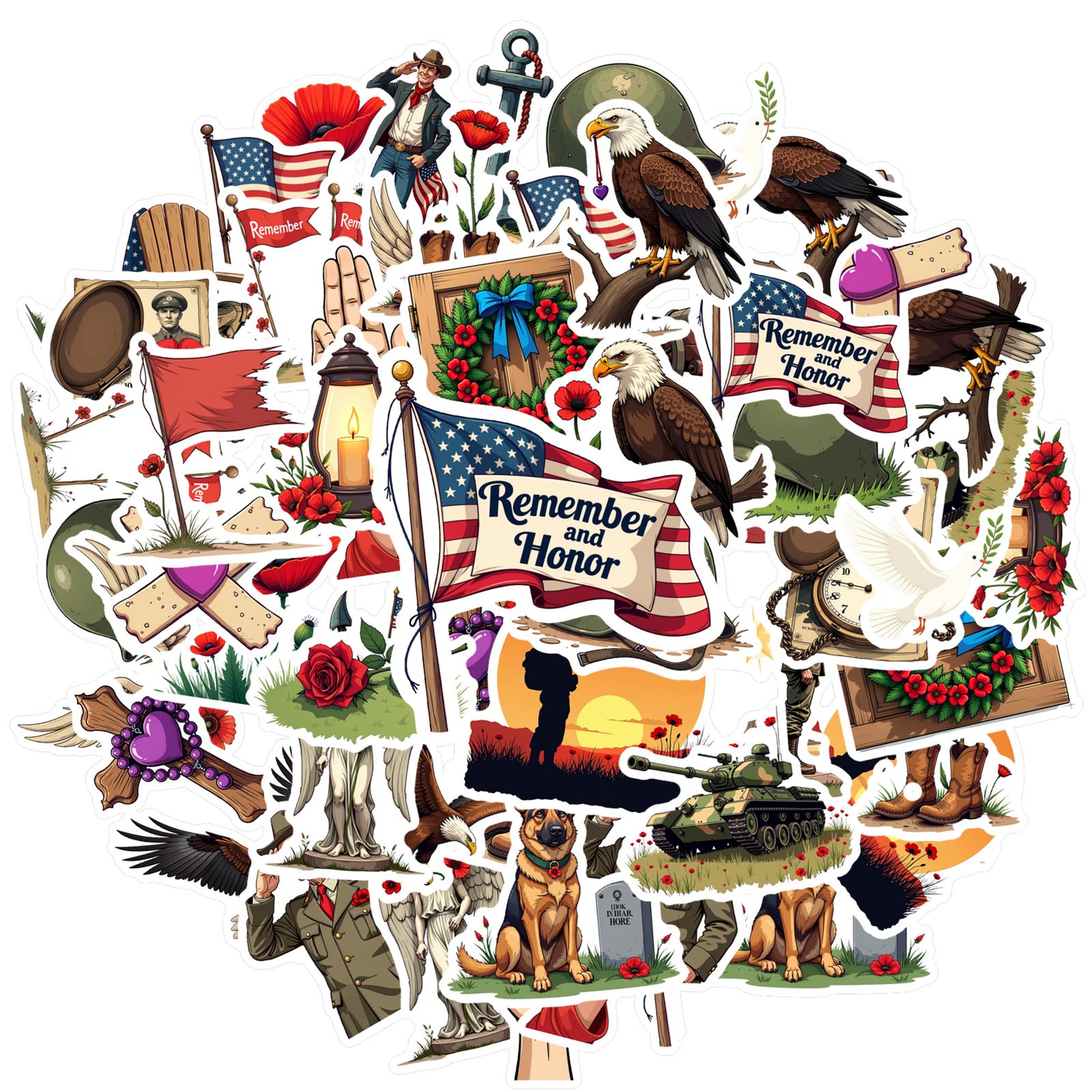 35pcs-100pcs Decals patriotic Soldier Stickers Decals Flag adhesive label Military stickers for Phone Suitcase