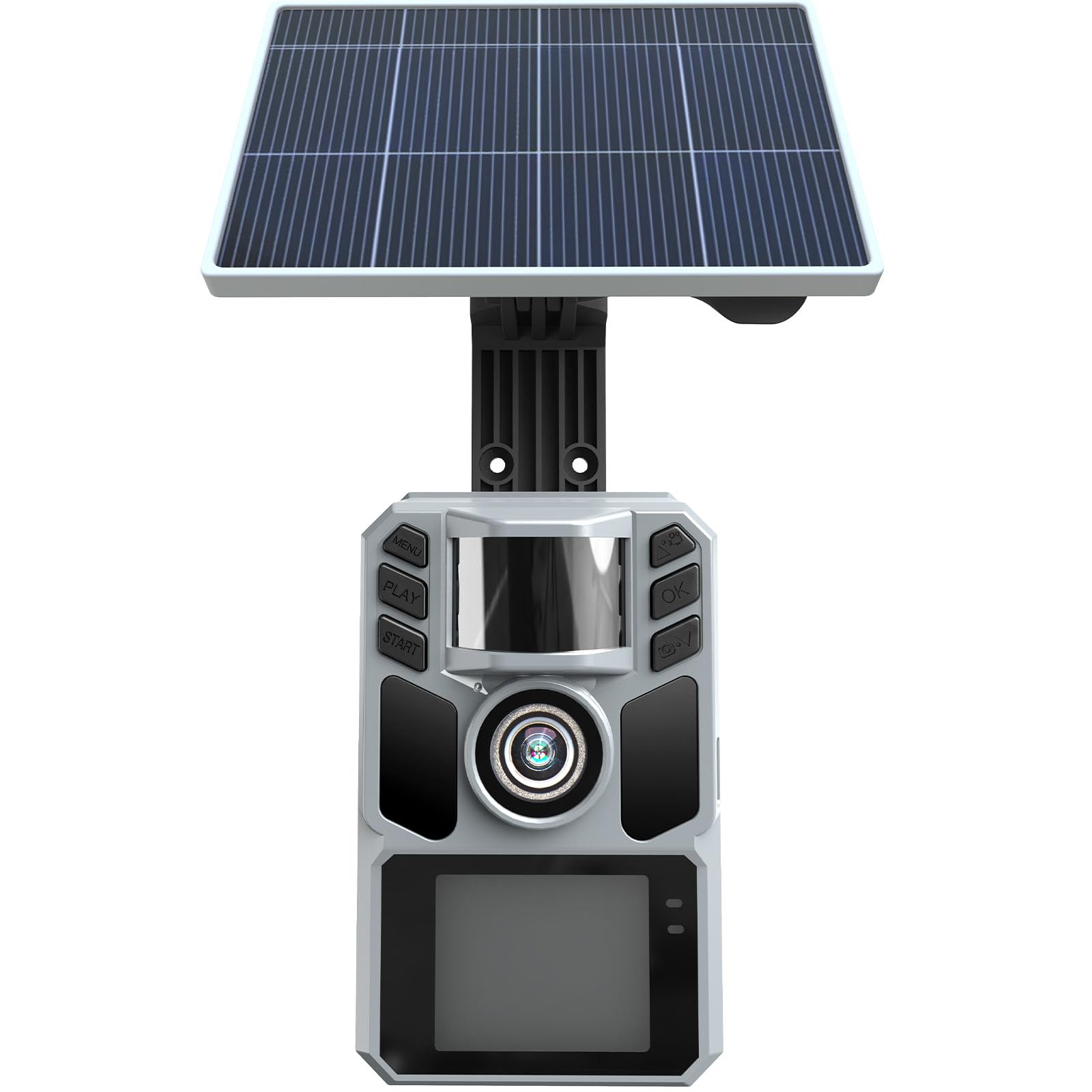 

FKPCAM Newest Trail Security Infrared Seconds Super Fast Tree 64MP Solar 5000mAh Rechargeable IP67 Waterproof and Night Motion Human сірий колір