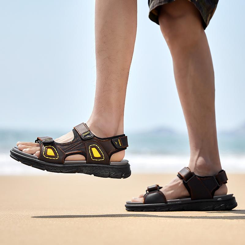38-46 Summer Men's Leather Outdoor  Sport Sandals  Casual Non-Slip Beach Sandals