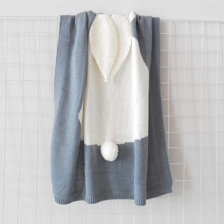 Deka králičí uši Trojrozměrná deka králík Dětská pletená deka Plážová podložka Dětská deka Koberec