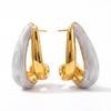 Retro Hong Kong Style Drip Oil Stainless Steel Earrings - High-End Fashionable Design