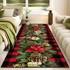 Merry Christmas Poinsettia Plaid Kitchen Rug Lliving Room Entrance Non-slip Door Mat Balcony Bath Floor Mat Christmas Decoration