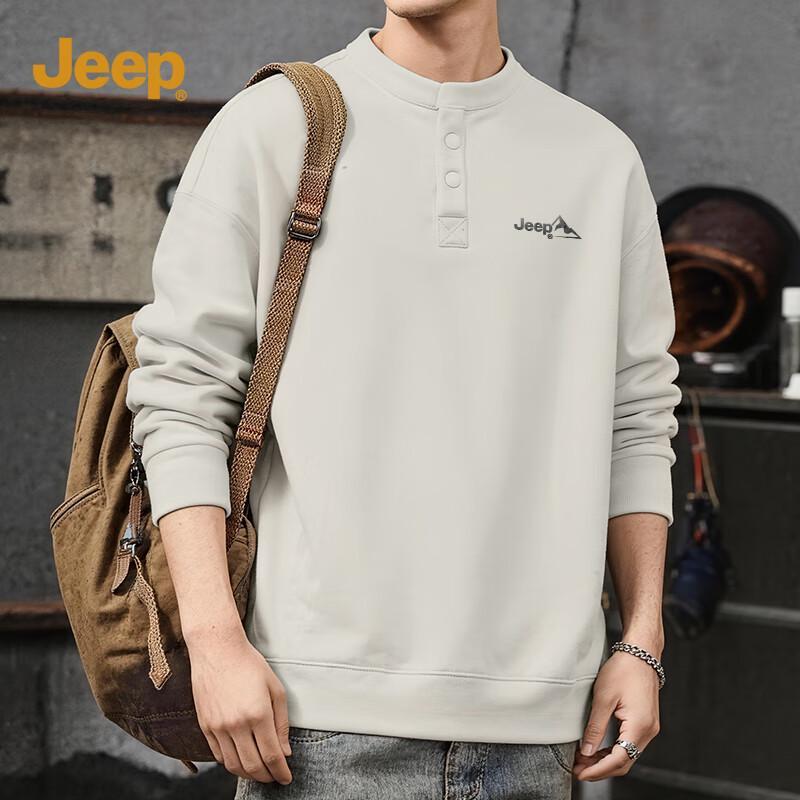 JEEP Men's Henley Collar Long Sleeve Sweatshirt