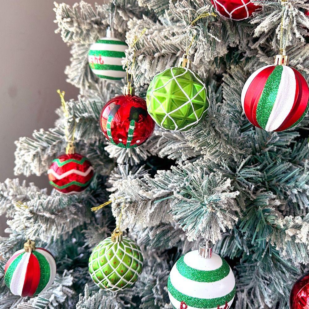 16/45PCS Plastic Christmas Ball Set Electroplated Snowflakes Christmas Tree Balls Painted Hanging Xmas Ornament Ball Storefront