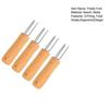 4Pcs 3-Prong Metal Potato Forks with Beech Wood Handle Reusable Cooking Corn Skewers Kitchen Utensil