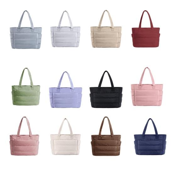 Umhängetasche Damen Gesteppte Tragetasche Große Kapazität Leichte Wasserdichte Handtasche mit Mehreren Taschen Laptop Arbeit Reisen Fitnessstudio Tragetasche