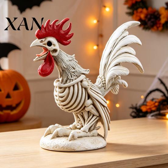 Dark Aesthetic Tabletop Decor Halloween Skeleton Rooster, Lifelike Chicken Decoration, Spooky Animal Creative Yard Sculpture Bone Statue for