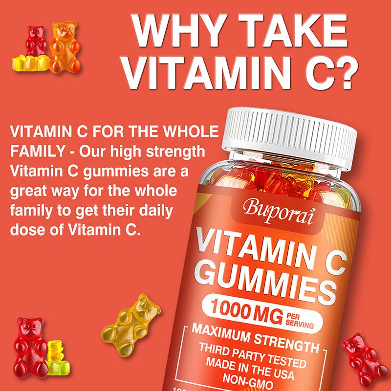 Vitamin-C-Gummibärchen sind rein natürlich, stärken das Immunsystem und replenishen Kollagen.; geeignet für Männer und Frauen.