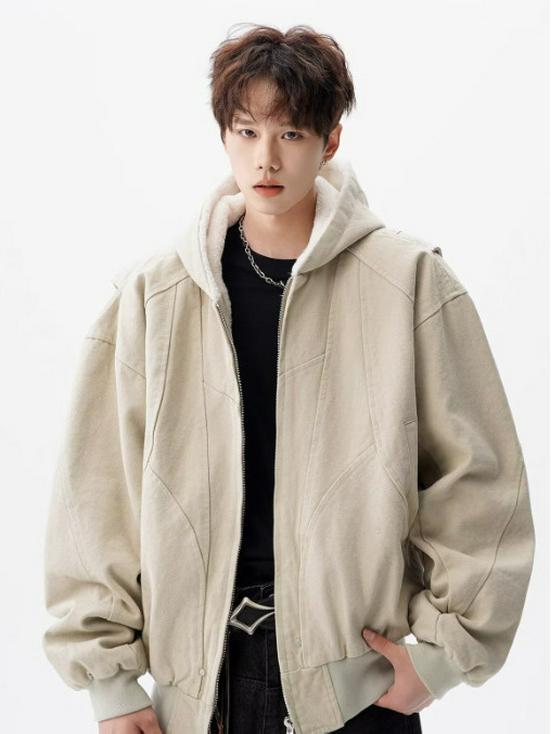 Zuo Shan Men's Heavyweight Washed Velvet Thickened Winter Workwear Jacket