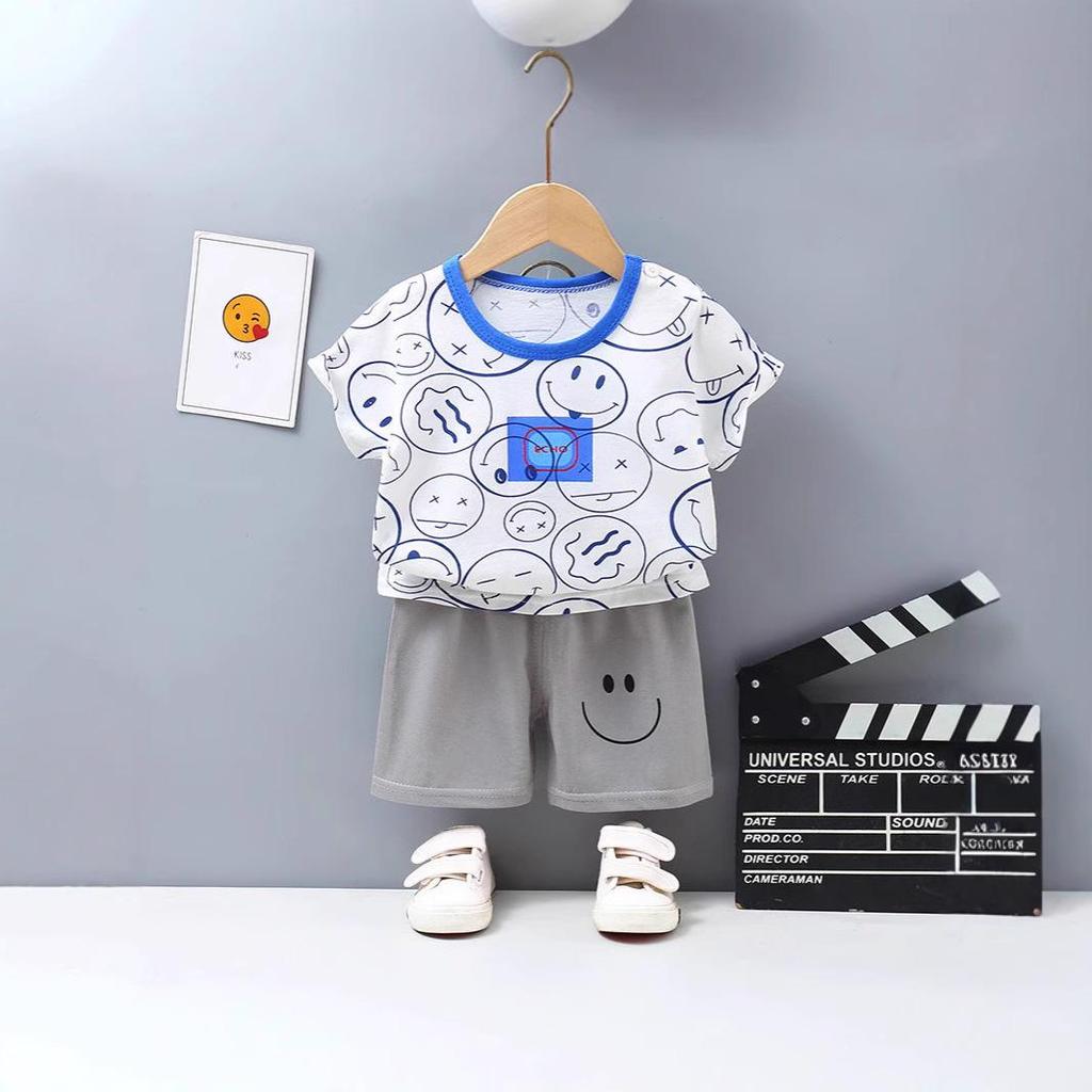 Korean Style Summer Cotton Outfit: Boys' Shorts and Girls' Short-Sleeve Set