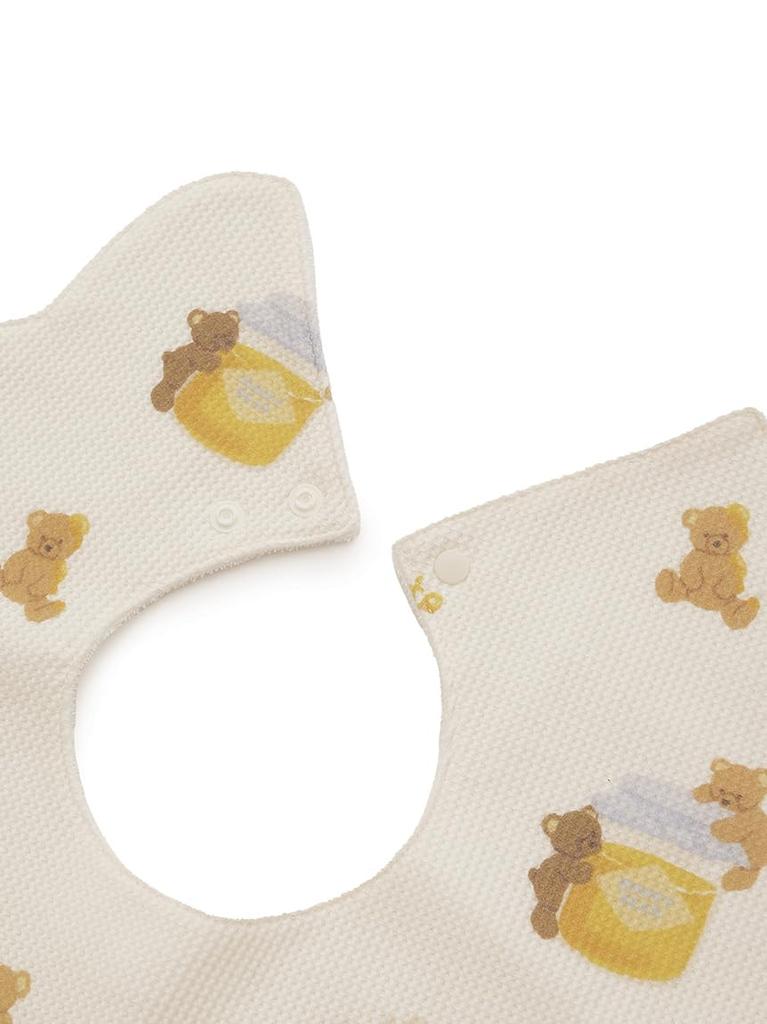 Gelato Pique Baby Honey Bear Print Bib PBGG254466 OWHT F