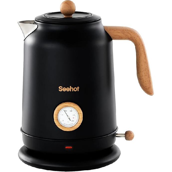 Seehot® 1.7L (57.oz) Electric Kettle with Thermometer, 1200W Large Electric Tea kettle with 304 Stainless Steel,Auto shut off,Hot water kettle
