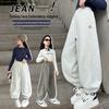 2025 New Style Girls' Korean Sweatpants: Casual, Straight-Leg, Cuffed Pants for Spring and Autumn