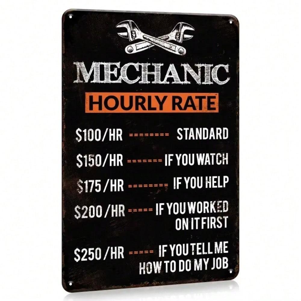 Vintage Mechanic Metal Sign - Rustic Wrench Tool Iron Wall Art Decor For Garage Workshop Home