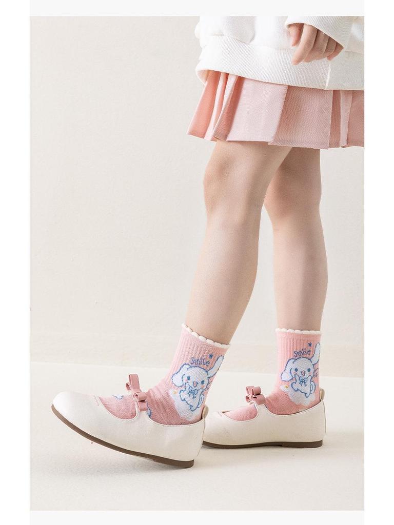 Kinder Cinnamoroll Cartoon Wadenlange Socken - Frühling & Herbst gekämmte Baumwolle für Jungen und Mädchen