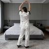 Luxury-sleek Printed Pajama Set for Women In Summer Style. New Short-sleeved Long Pants Set. High-end, Reversible Two-piece Set of Home Wear.