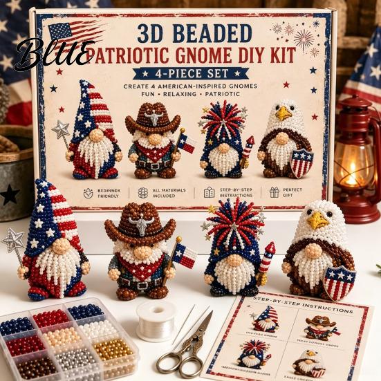 DIY Animal Craft Kit Tiny 3D Beaded Kit Petite Gnome Creative 4-Pack Miniature Display Pieces Goblin Beading Set with Instructions Handmade